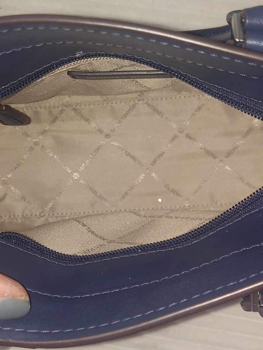 Michael Kors Hamilton In White, Navy , Light Blue & Lime Green Leather Satchel - Picture 10 of 10